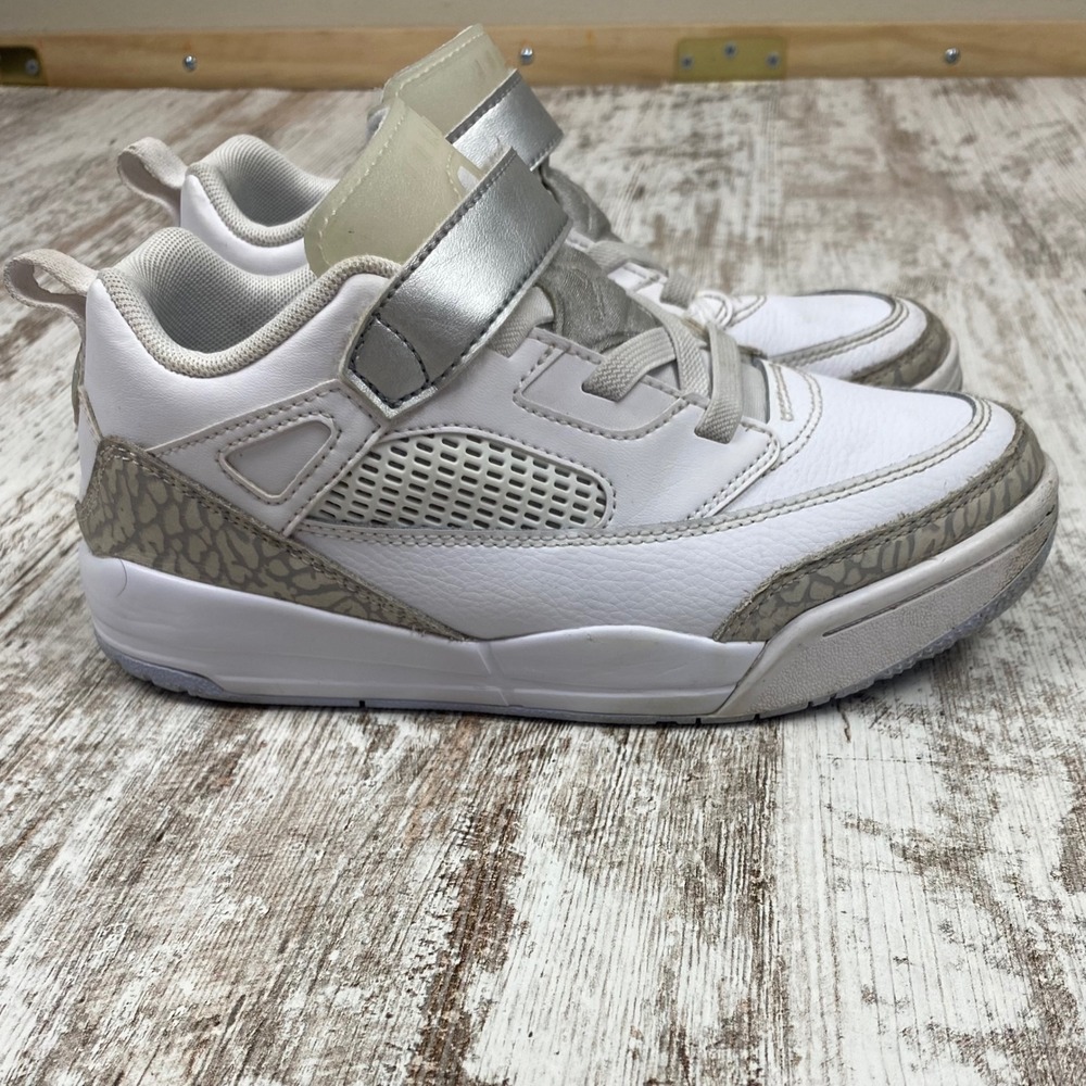 Jordan Spizike Low PS White Gray Silver Elephant Print Retro Sneakers Kids 3Y - Picture 4 of 15